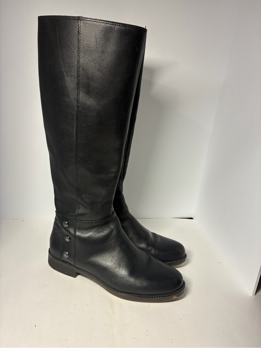 Franco Sarto Black Leather Riding Boots Cranford 2 size 7.5m
